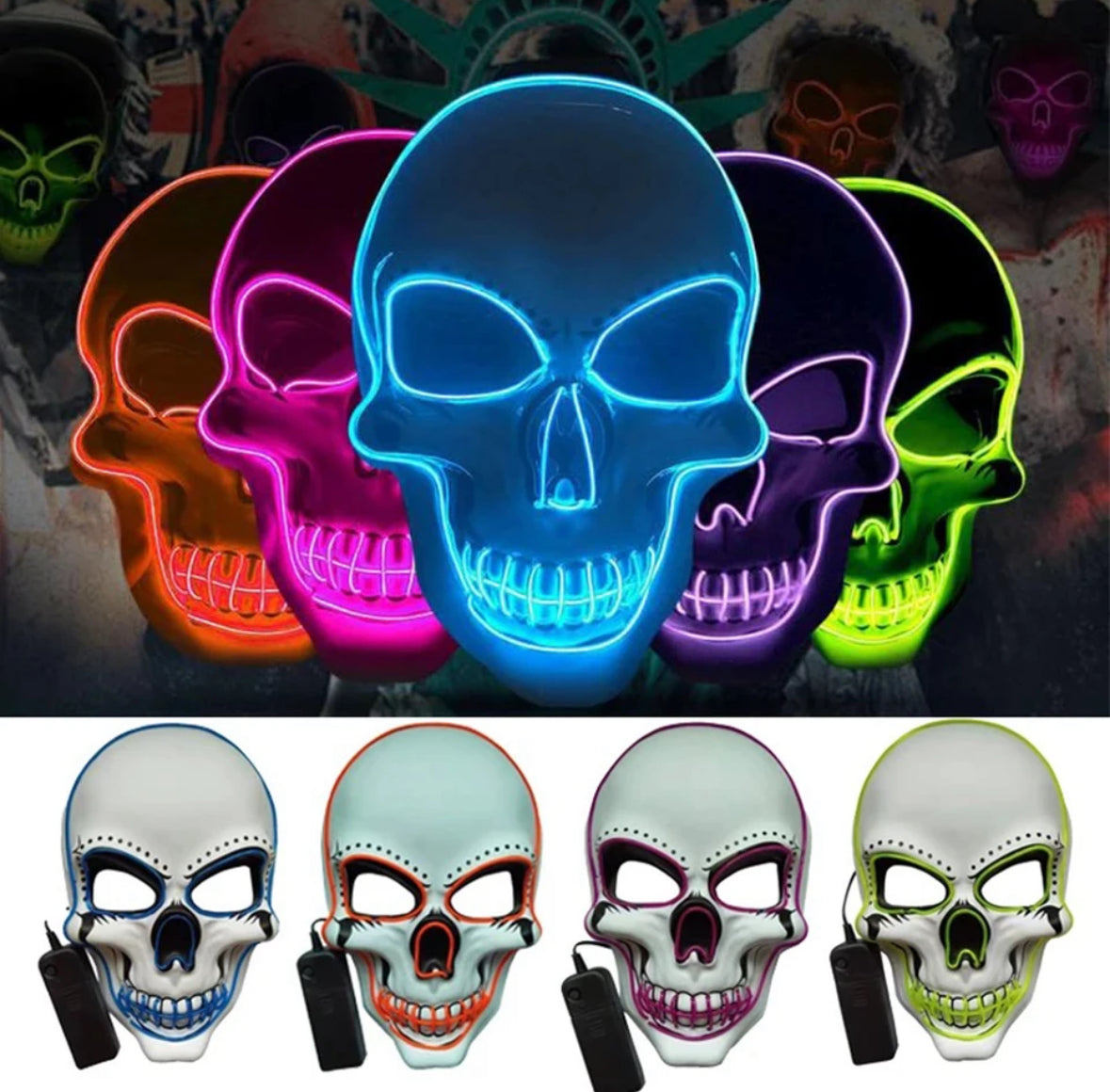 Leuchtende Neon Totenkopf Maske