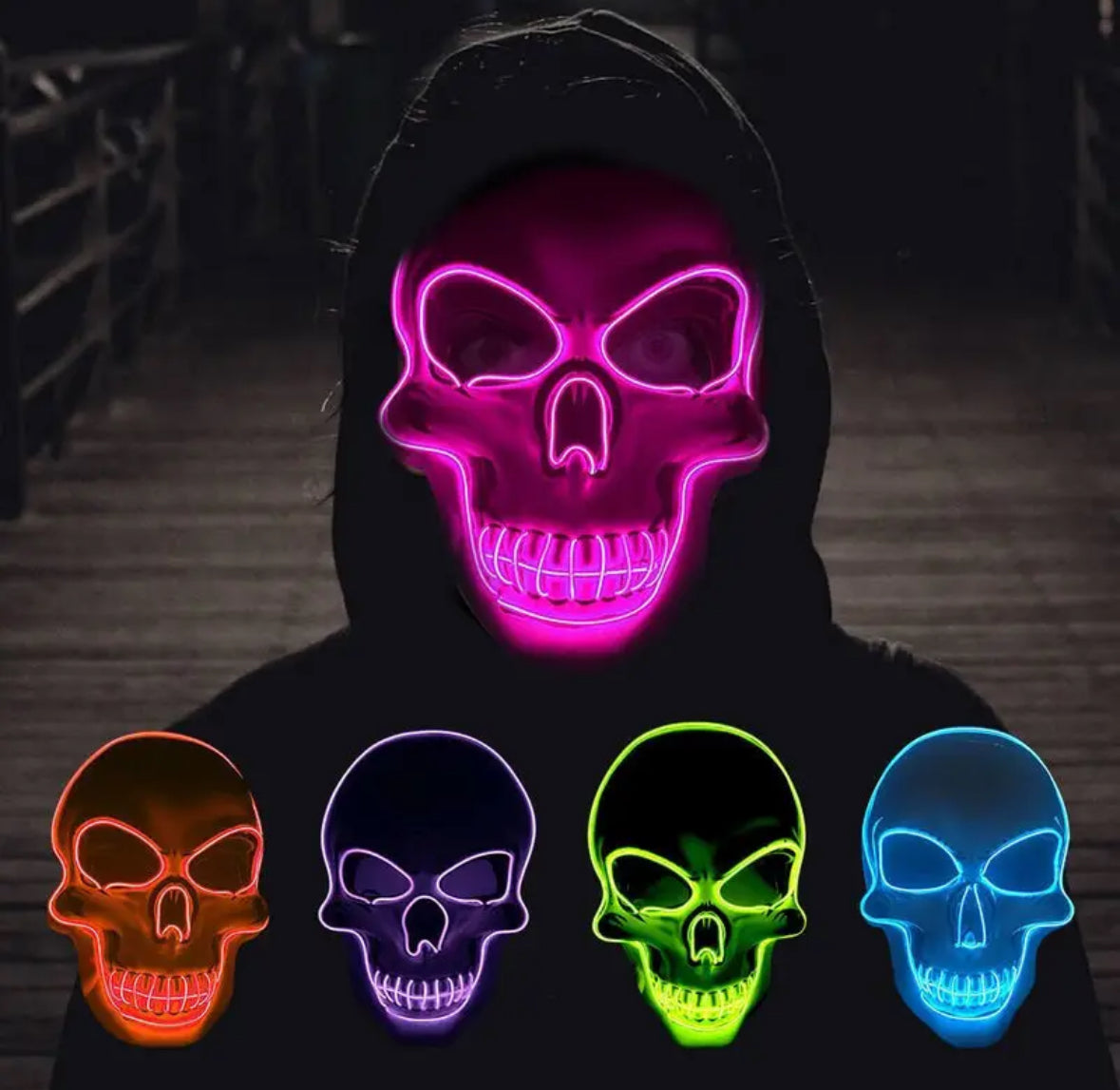 Leuchtende Neon Totenkopf Maske