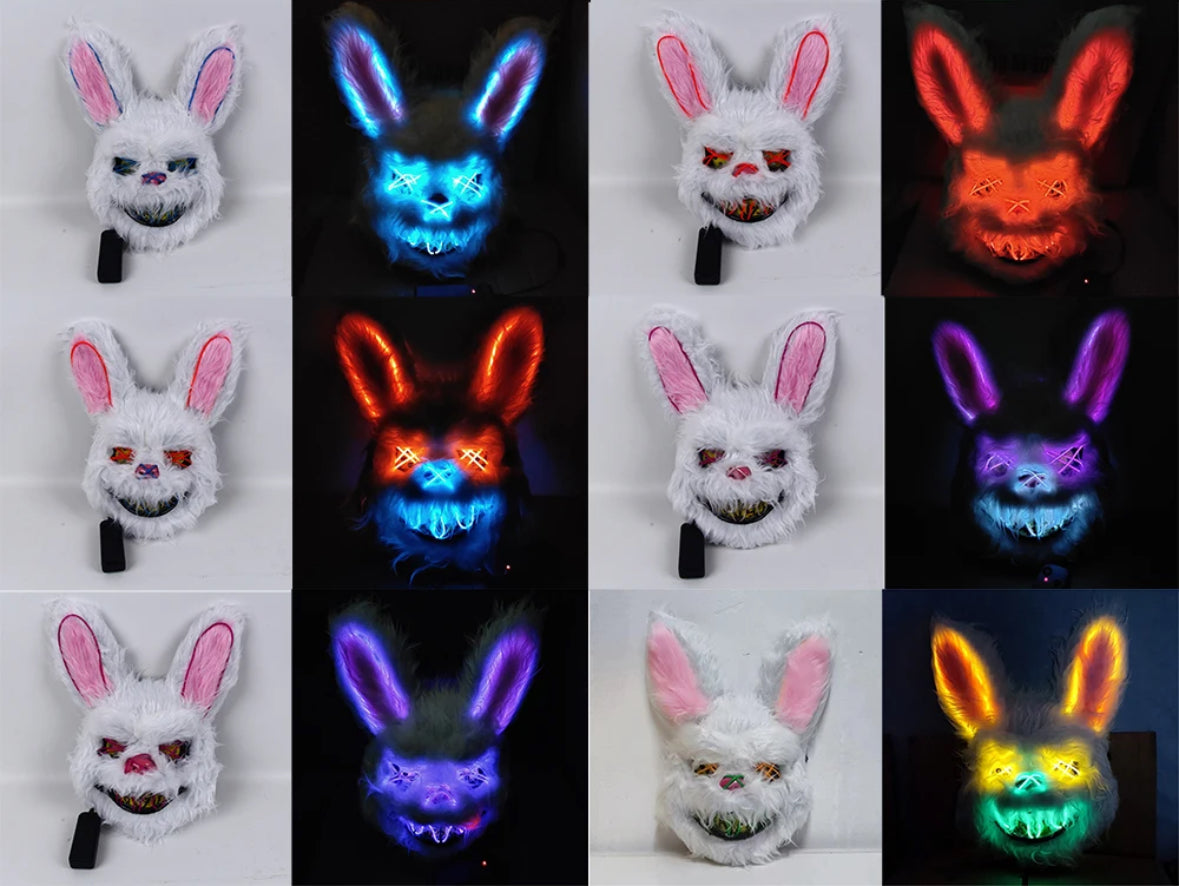 Neon LED Horror-Hasen Maske
