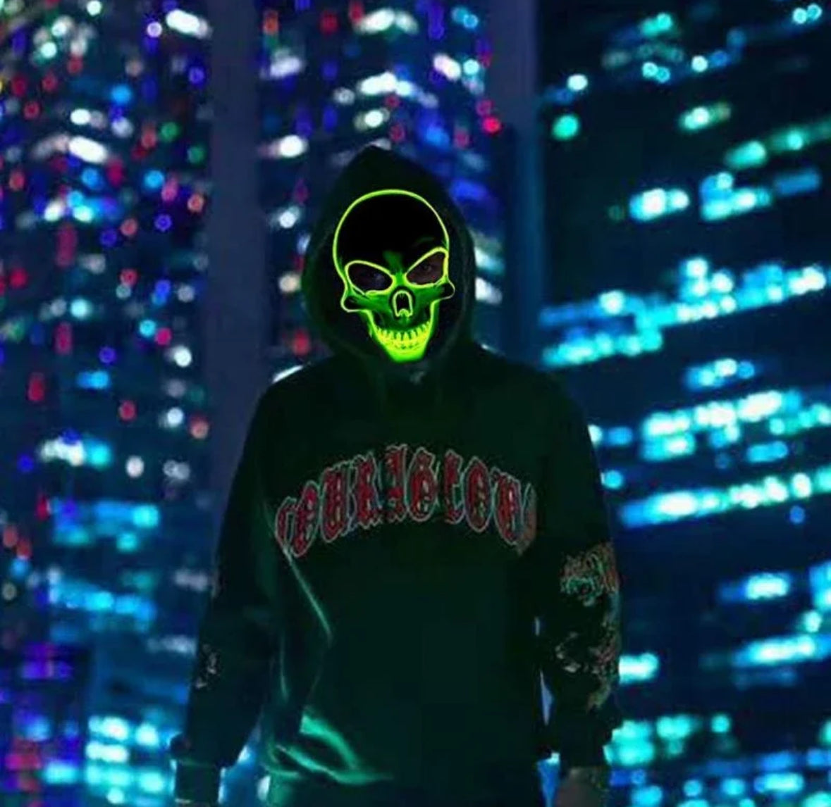 Leuchtende Neon Totenkopf Maske