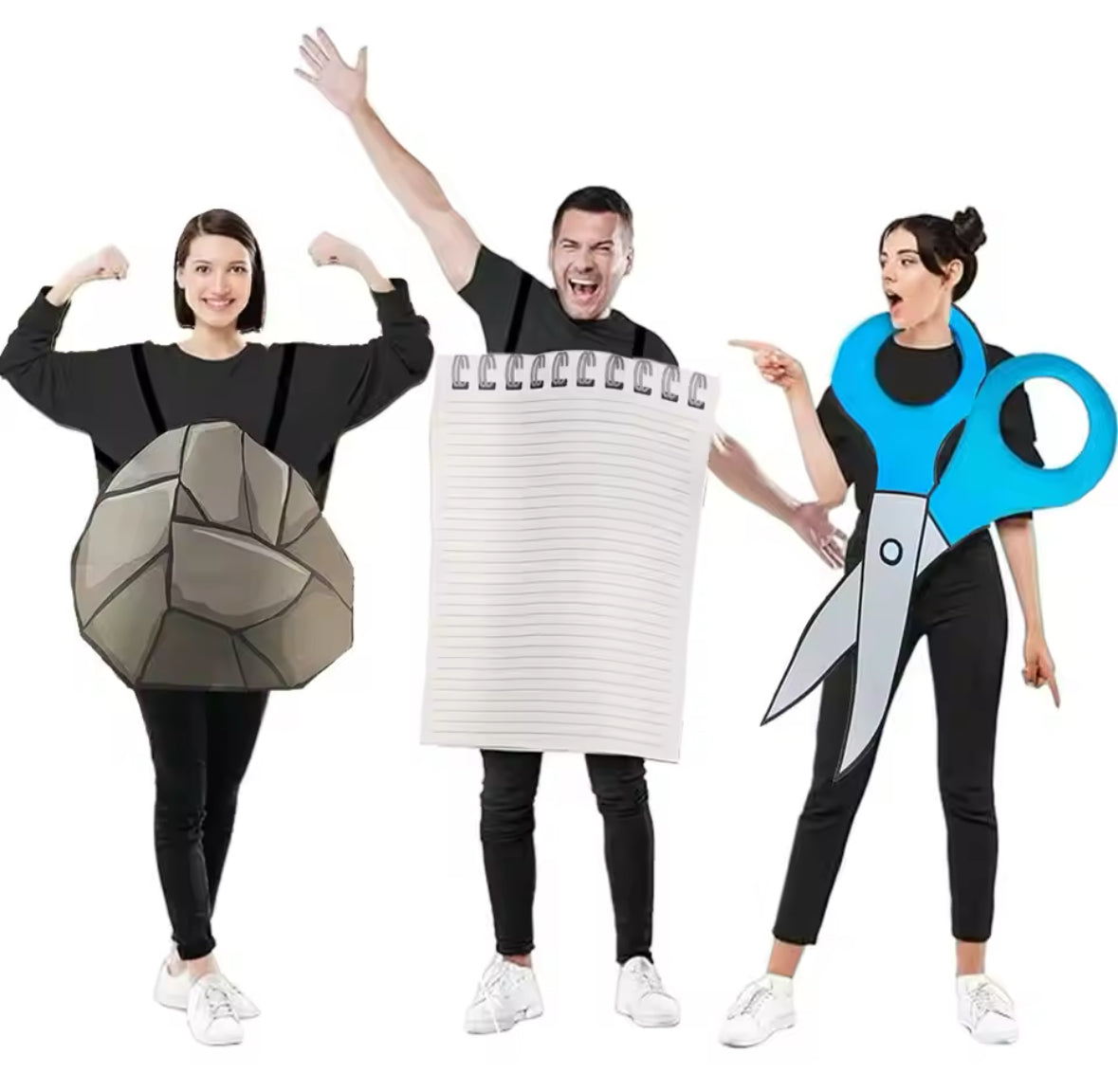 3-Personen Schere-Stein-Papier Gruppen Kostüm
