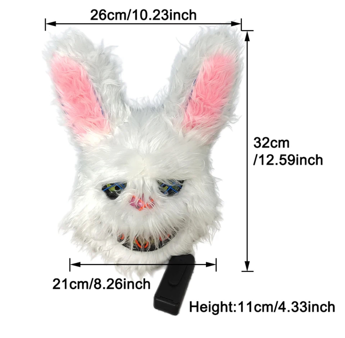 Neon LED Horror-Hasen Maske